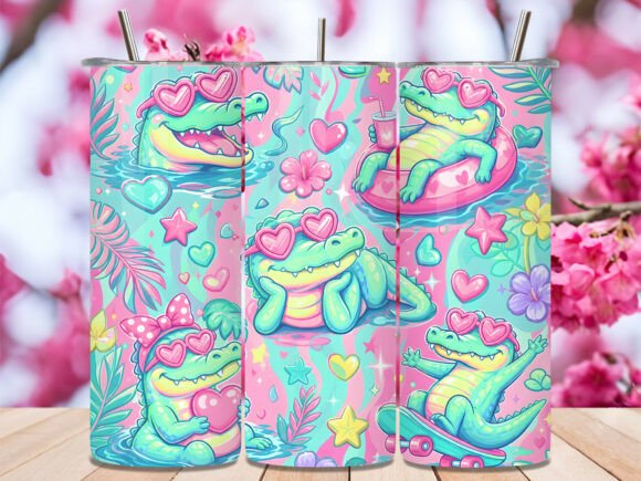 Download Pastel Alligator Pink Summer Tumbler PNG - Premium Bundle
