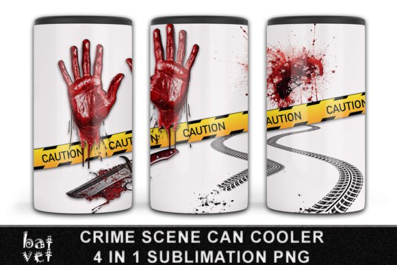 Download 4 in 1 Can Cooler Crime Scene Design PNG - Premium Resources