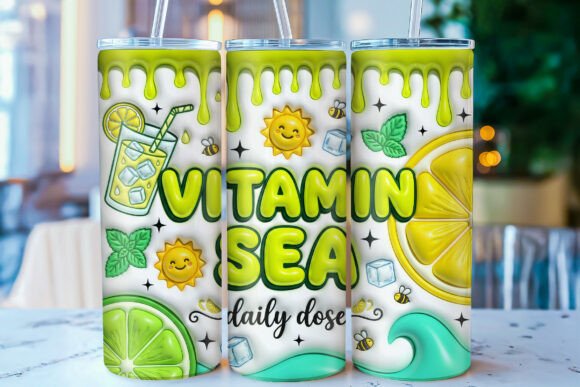 Download 3D Inflated Summer Tumbler Wrap PNG - Premium Bundle
