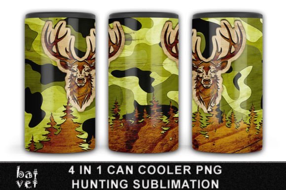 Download 4 in 1 Can Cooler Hunting Sublimation - Premium Resources
