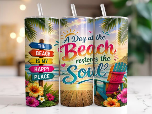 Download 20oz Tropical Beach Summer Tumbler Wrap - Premium Resources