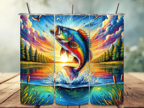 Download Vibrant Trout Fishing Tumbler Wrap PNG - Vibrant Collection
